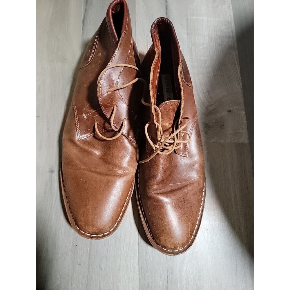 Steve Madden Chukka Boot Mens 10.5 Cognac Leather Shoe Harken 247 Style Dress